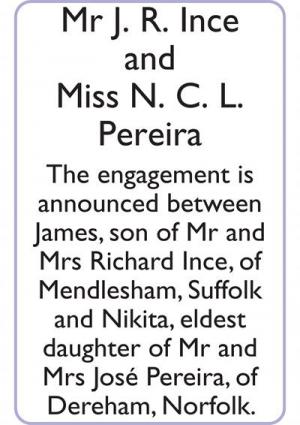 Mr J. R. Ince and Miss N. C. L. Pereira