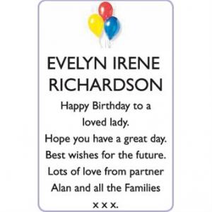 EVELYN IRENE RICHARDSON