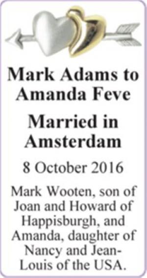 Mark Adams to Amanda Feve